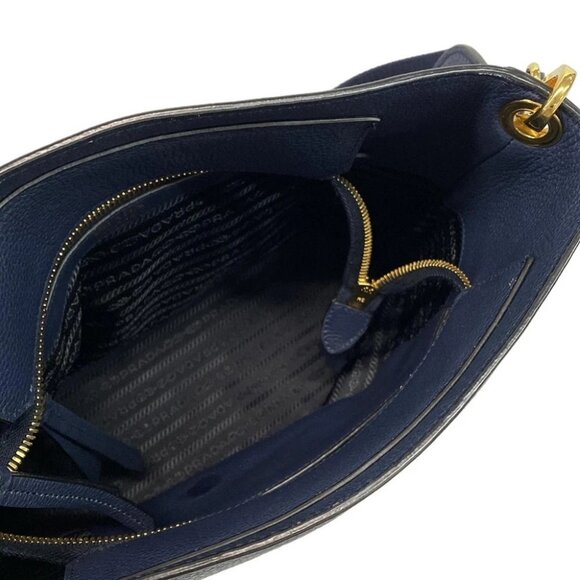 PRADA - Blue Leather Shoulder Bag - Picture 14 of 14